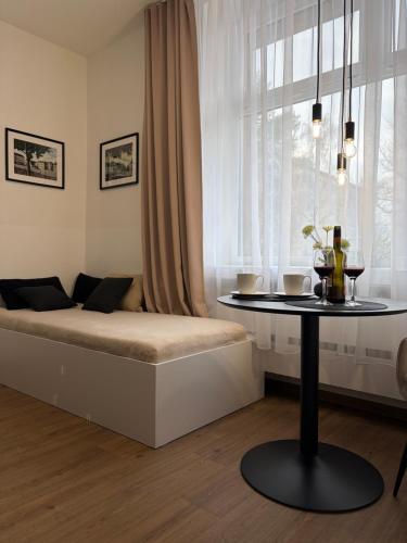 Ένα ή περισσότερα κρεβάτια σε δωμάτιο στο Morava apartmán 5 Uherské Hradiště