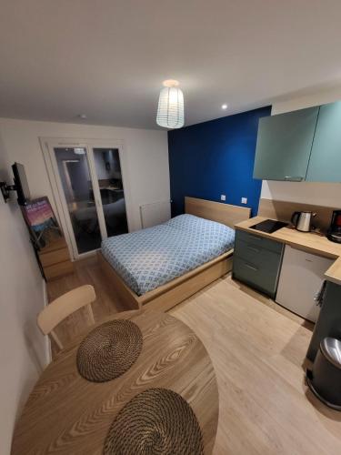 Ένα ή περισσότερα κρεβάτια σε δωμάτιο στο Studio Aix-les-Bains