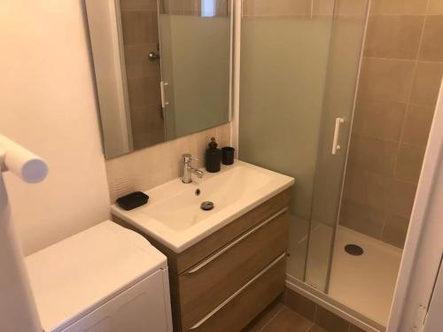 Ένα μπάνιο στο Appartement lumineux près de la plage à Courseulles-sur-Mer, 40 m²