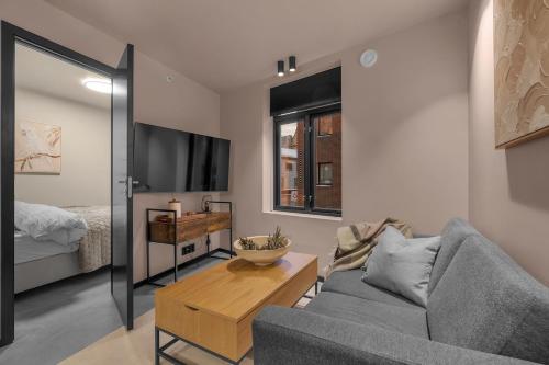 Кровать или кровати в номере New apartment in the very heart of Tromsø