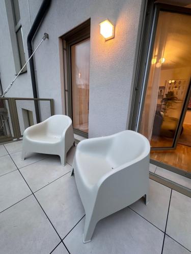 منطقة جلوس في Modernes City Apartment inkl Garage und Balkon