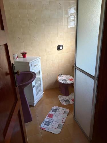 a bathroom with a sink and a toilet at Recanto da Vovó in Campos do Jordão
