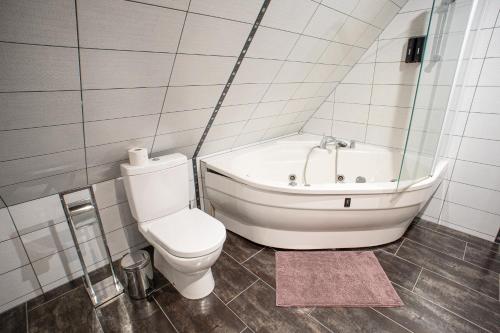 I&A Residence - Old Town في تالين: حمام مع مرحاض وحوض استحمام