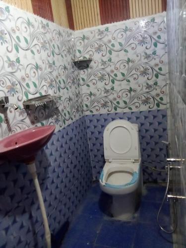 a bathroom with a toilet and a sink at Nk brothers,Joshimath in Joshīmath