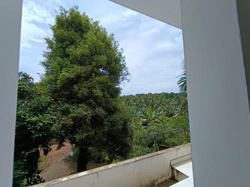 een uitzicht op een boom vanaf het balkon van een huis bij Aathira Agri Homes in Trichūr
