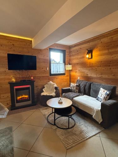 Μια τηλεόραση ή/και κέντρο ψυχαγωγίας στο Appartement cosy entre lacs et montagnes