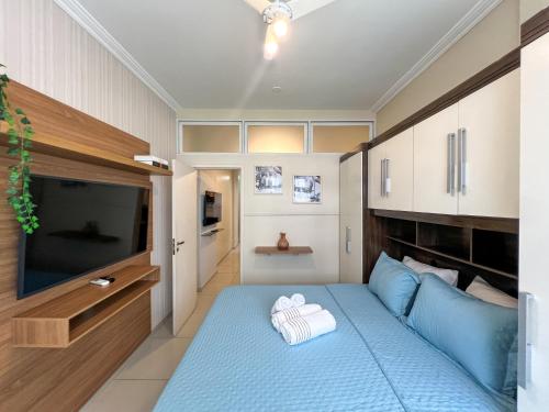 En eller flere senge i et værelse på Copa Dream Stay, Janela Acústica, 2 min a pé da Praia, Wi-Fi, Ar Condicionado