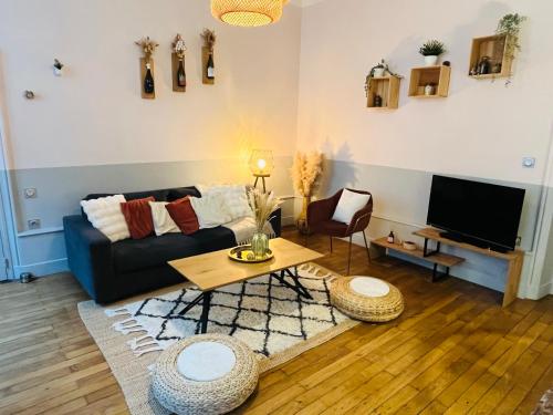 TV a/nebo společenská místnost v ubytování Le Saint Fiacre - Homillesime