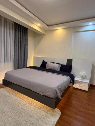 a bedroom with a large bed and a window at HD Residential Apartment , Bole Dembel in Addis Ababa