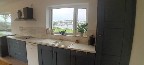 Ferry Lodge Cottage في غابات كيلرَش: مطبخ مع حوض ونافذة