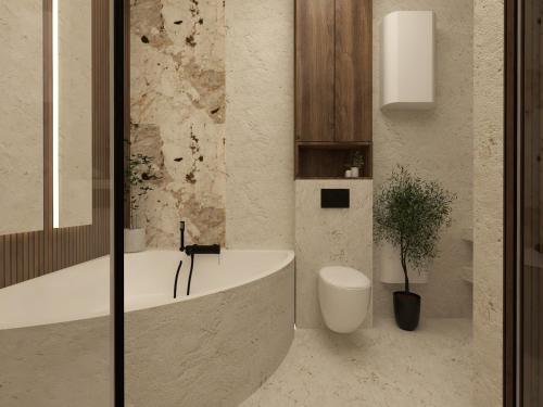 Ένα μπάνιο στο Family & Business Apartments Sienkiewicza Wesoła No 7 Centrum Downtown - PREMIUM SPA - 1 Bedroom with Private Sauna and Jacuzzi