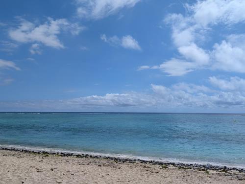 弗利康弗拉克4Beds- Beachfront Bungalow的一片拥有大海和云天的海滩