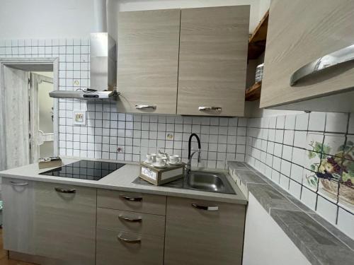 Madonna dell'ancora في ساسوولو: مطبخ مع حوض وطاولة عمل