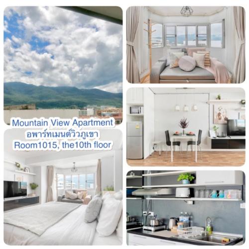 a collage of pictures of a bedroom with a bed at Cozy A at Nimman Studio Room in Condominium in Chiang Mai