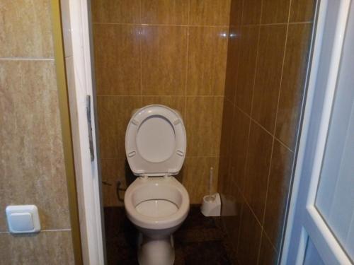 - une petite salle de bains avec toilettes dans une cabine dans l'établissement Apartment Chavchavadze 21, à Batoumi