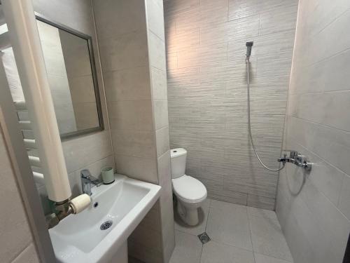 Villa Kolkhi في كفارياتي: حمام مع مرحاض ومغسلة ودش