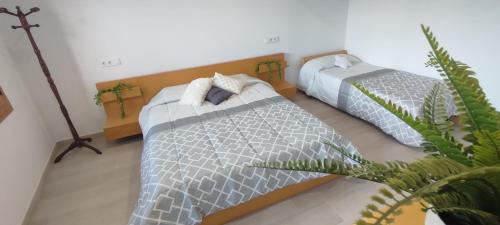 two beds sitting next to each other in a bedroom at Casa de poble Cal Casellas in San Martín Sasgayolas
