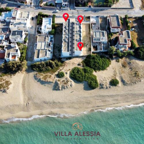 an aerial view of a resort on a beach at Villa Alessia - La Conchiglia in San Pietro in Bevagna