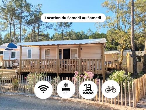 Bungalow neuf 40 m2 tout confort avec piscine proche des plages et lac