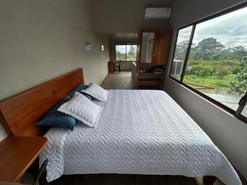 Ένα ή περισσότερα κρεβάτια σε δωμάτιο στο Cabaña Arjo