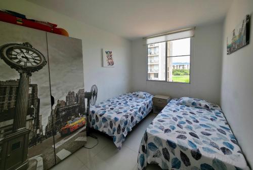 Postel nebo postele na pokoji v ubytování AH/ Relax con vista natural, Peñalisa Ricaurte