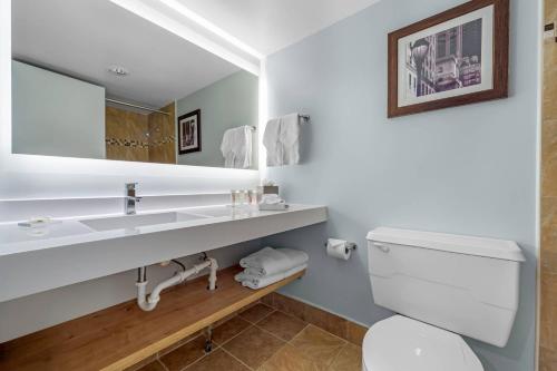 a bathroom with a sink and a toilet at Radisson Hotel Philadelphia Northeast in Trevose