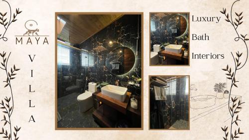 Un collage de tres fotografías de un baño. en Maya Nature Retreat by Ella's Escape, en Mandrem
