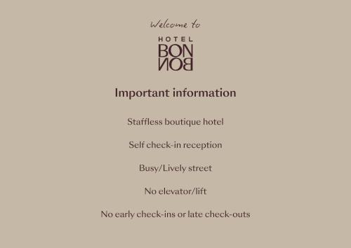 Una página de un documento con las palabras orden bon mooc en Hotel BonBon, en Róterdam