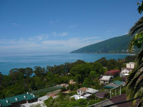 uma vista para o oceano a partir de um resort em Garnet em Gagra