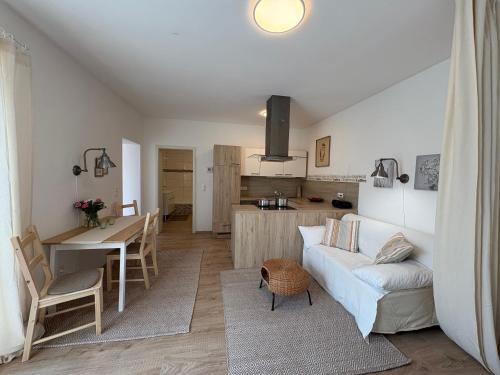 Nhà bếp/bếp nhỏ tại Naturgartenurlaub in Steffis Ferienwohnungen