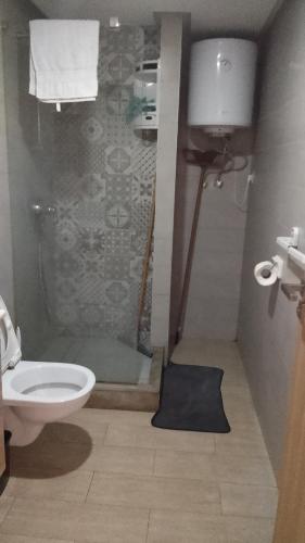 a bathroom with a shower and a toilet at Apartment kamal park G39 in Mohammedia