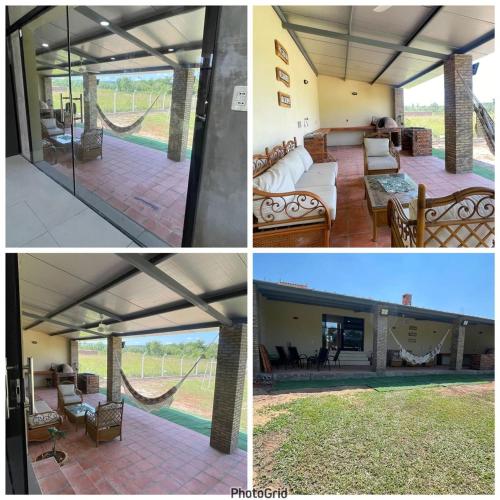 a collage of pictures of a house with a patio at Cerquita del Cielo in San Bernardino