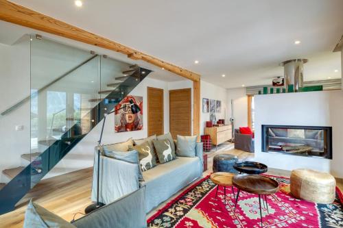 Khu vực ghế ngồi tại Quiet chalet with hammam in Chamonix