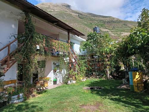 a house with vines growing on the side of it at Casa Corazao in Urubamba