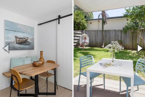 a kitchen and dining room with a table and chairs at Freshwater Coastal Retreat 3BR Apartment in Freshwater