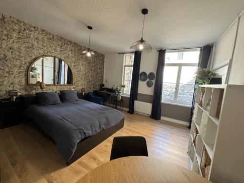 Ένα ή περισσότερα κρεβάτια σε δωμάτιο στο Studio INDIGO Plein Centre