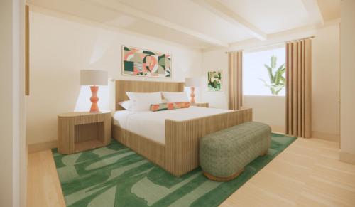 a rendering of a bedroom with a bed and a chair at Pavilion Hotel in Avalon