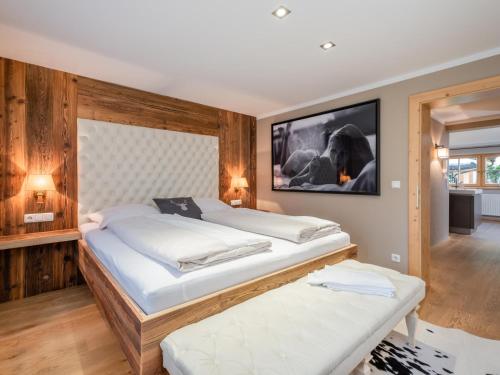 Postel nebo postele na pokoji v ubytování Kaiserblick