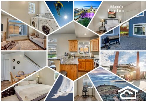 un collage de fotos de una casa en 3 Bed 2 Bath King Beds with Smoker Grill, en Layton
