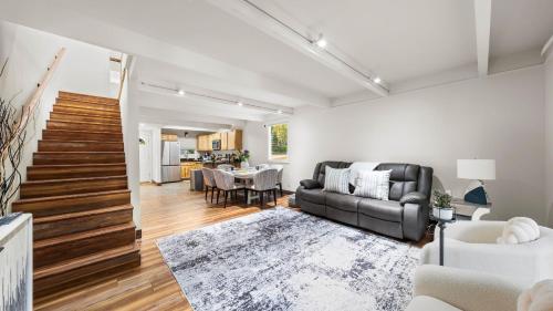 a living room with a couch and a table at Cozy Forest Hideaway in Incline Village Private Balcony Sierra Solace by AvantStay in Incline Village