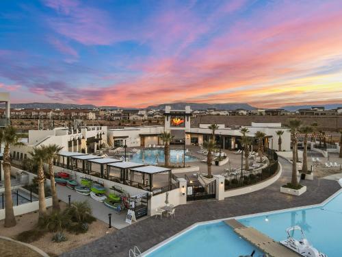 an aerial view of a resort with two pools at The Fish Bowl townhouse in St. George