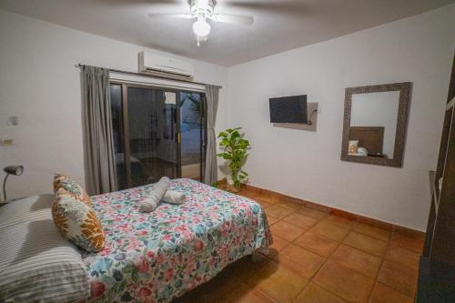 a living room with a bed and a window at Large family house in Cabo , pet friendly in Cabo San Lucas