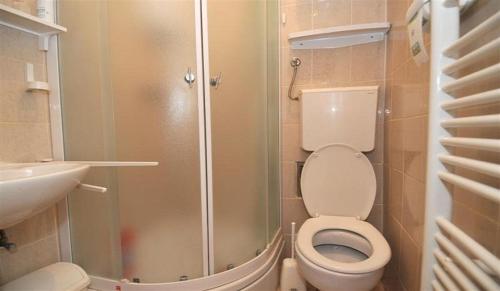 a small bathroom with a toilet and a shower at Apartman-studio Adriana 3 in Lovran