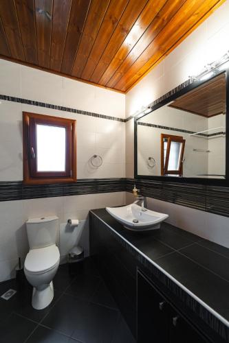 a bathroom with a toilet and a sink at Pelion Horizon in Zagora