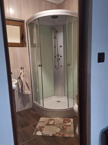 a bathroom with a shower and a sink at Baile Figa-Terasa Spa Cazare in Beclean