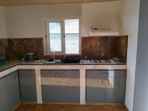 a kitchen with a sink and a stove at la bella vita in Port-Louis
