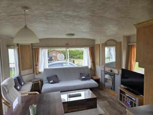 ein Wohnzimmer mit Sofa und Fernseher in der Unterkunft Beach Resort Kamperland - 1113 in Wissenkerke