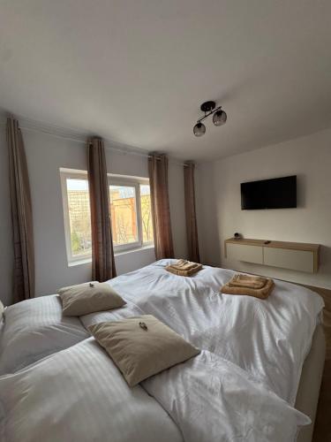 Postel nebo postele na pokoji v ubytování 1 Mai Apartament