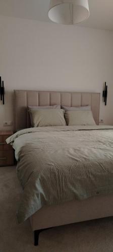 1 cama grande en un dormitorio con una pared blanca en Masa, en Arandjelovac