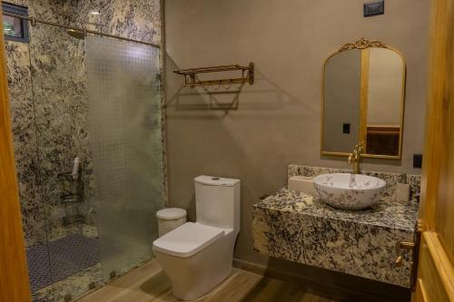 Koupelna v ubytování Cabaña Rincón de Piedra